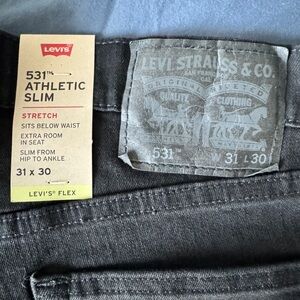 Brand New Levi's 531 Athletic Slim Jeans - Black 31x30 NWT